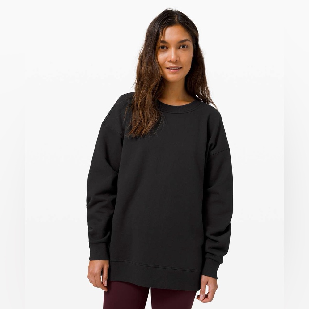 Lululemon Perfectly Oversized Crew Black Women Size S/M Terry Casual Loungewear